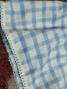 Blue &amp; White Checked Peplum Top