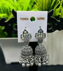Pair Of Four Light Weight Silver Jhumkas