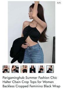 SHEIN  GOLD CHAIN HALTER TIE UP CROP TOP