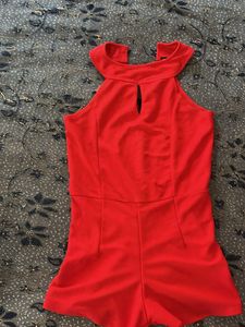 Red Short Jumpsuit Romper