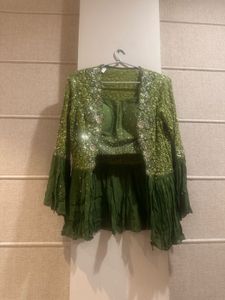 Green Plazo Choli with Jacket