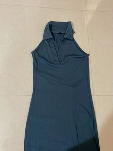 Chic Blue Bodycon Midi Dress