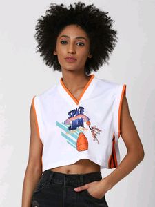 White And Orange Jersey Tank Top