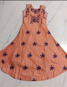 Peach Embroidered Kurta