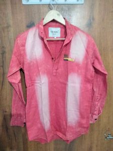 Men Short Pink Kurta