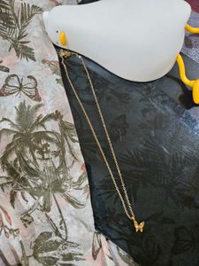 Combo Of Gold Circle Pendant &amp; Butterfly Necklace