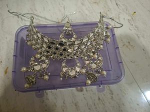 Silver Kundan & Pearl Indian Jewelry Set