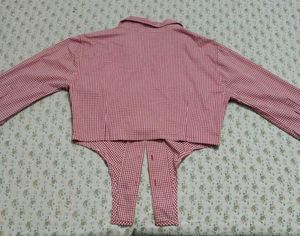 Red Gingham Bodysuit Top