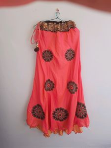 Vintage Coral Button-Down Lehenga