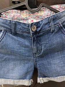 Dark Blue Denim Shorts.