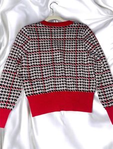 Red Long Sleeve V Neck Sweater