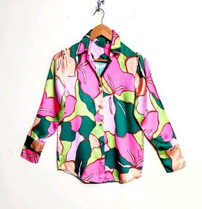 Multicolour Satin Shirt Size-36