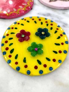 Resin Handpainted Coaster Set of 3