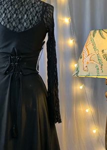 Lace Detail Black Dress with corset belt
