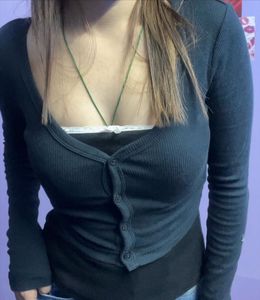 Cute Black Long Sleeve Top