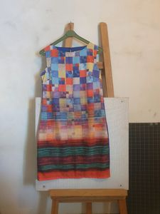 Geometrical Sunset Print - Knee Length Dress
