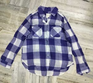 Blue &amp; White Plaid Shirt
