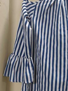 Striped Cold Shoulder Bell Sleeve Top