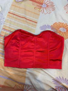 Red Satin Corset Top