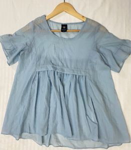 Sheer Umbrella Top- Greyish Blue