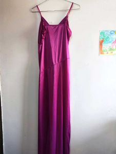 Silky Magenta Slip Dress with front Slit