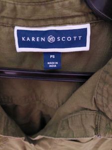 Olive Green Shirt Top, Karen Scott, unused