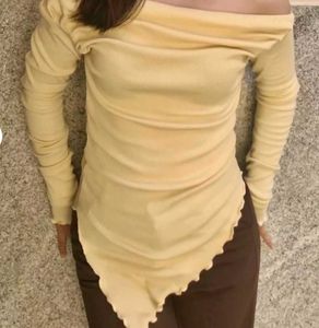 Brown Off-Shoulder Ruffle Top
