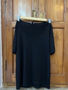 Zudio Black Ribbed T-Shirt