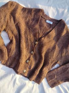 Brown Crochet Cardigan
