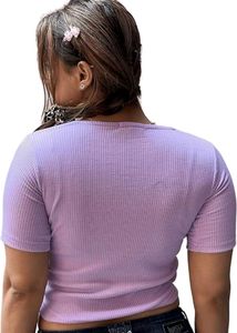 Cute Lavender Lace Trim Top