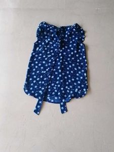Lovely Blue Top With Overall White Flower Prints