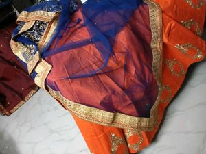 1-TimeUsed NavyBlue Blouse &amp; Dupatta For Lehenga