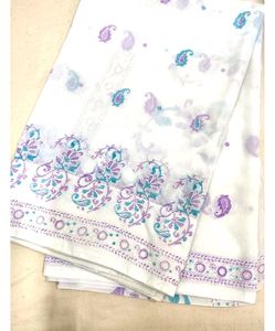 Beautiful White Saree without Blouse Piece