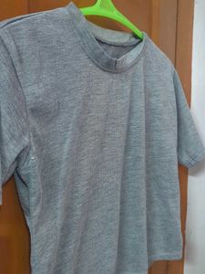 Grey Fitted Crop Top