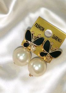 Butterfly Pearl Drop Earrings
