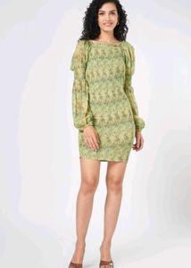 Green Floral Mini Dress