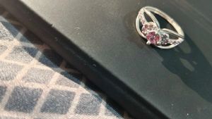 pure silver ladies ring with american diamond