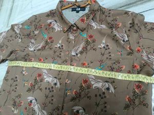 Floral Bird Print Shirt Dress