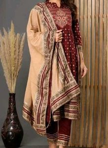 Burgundy Embroidered Salwar Kameez Set