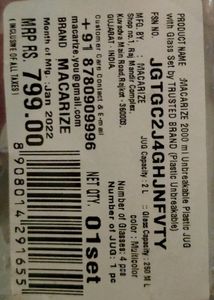 Water Jug With Glasses Set Of 4