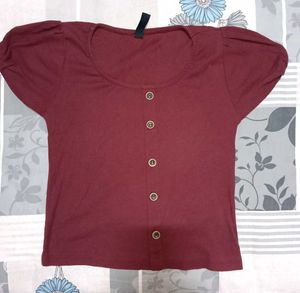 Maroon Button-Down Top