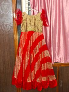 Elegant Red & Gold Ethnic Gown
