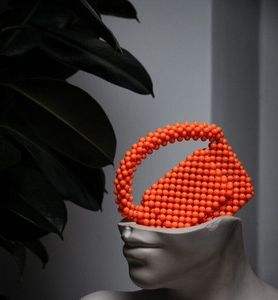 Orange Beaded Bag