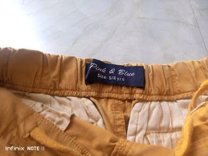 New 5-6 Years Boy&#39;s Tan Chino &amp; Red Sweatshirt