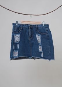 Ripped Denim Mini Skirt