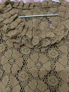 Brown Colour Woollen Knitted Capetop, Poncho