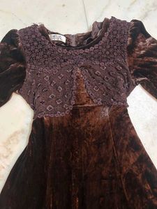 Brown Velvet midi Dress