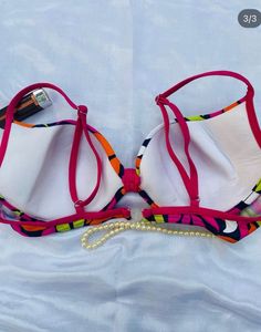 Colorful Leaf Print Bikini Top