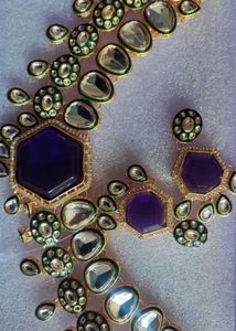 Purple Kundan set