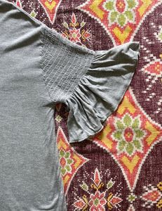 Grey Top With Styled Sleeves